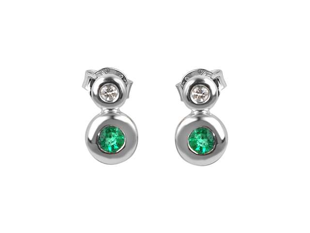 Diamant und Smaragd Ohrringe in 333er 8 Karat Weißgold - handgefertigter Diamantschmuck aus Feingold | Sirius Diamant