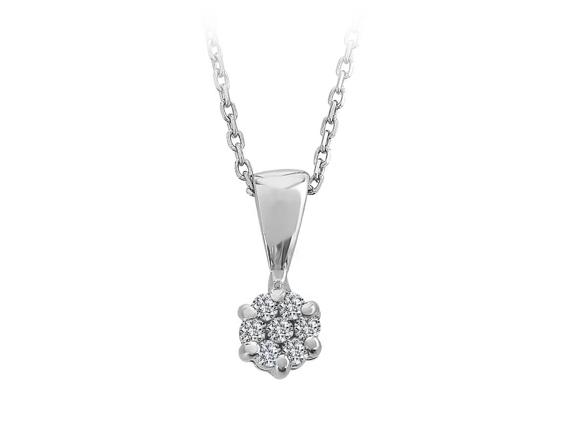 F color 0.30 carat diamond effect solitaire necklace in 585 14 K white gold