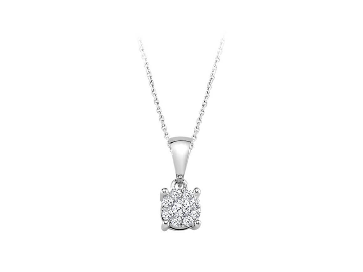 0,50 Karat Diamant Solitaire Effekt Collier in 8 K Weißgold - handgefertigter Diamantschmuck aus Feingold | Sirius Diamant