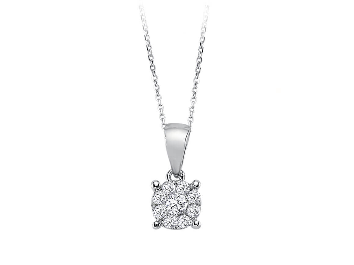 0.60 ct. F/SI diamond solitaire effect necklace in 333 white gold