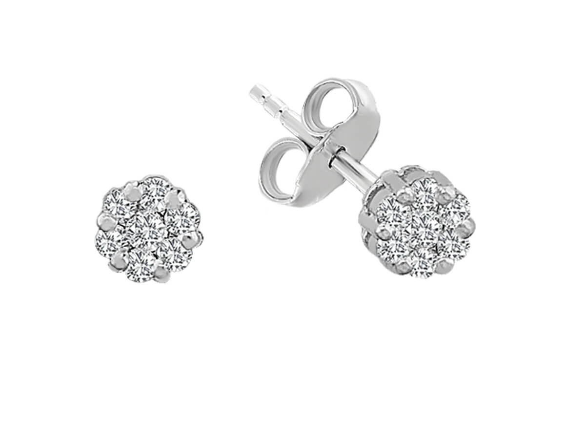0.50 carat diamond effect solitaire stud earrings in 14 K white gold