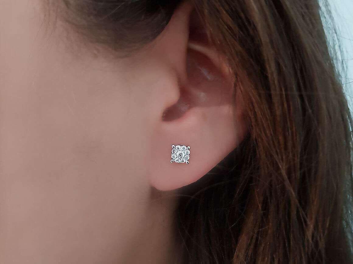G Farbe 0,32 Gesamtkarat Solitär Ohrstecker in 585er 14 Karat Weißgold – handgefertigter Diamantschmuck aus Feingold | Sirius Diamant