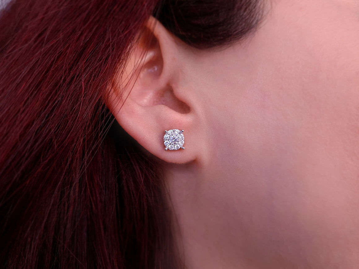 1,50 Karat Diamant Effekt Ohrringe in 8 Karat Weißgold - handgefertigter Diamantschmuck aus Feingold | Sirius Diamant