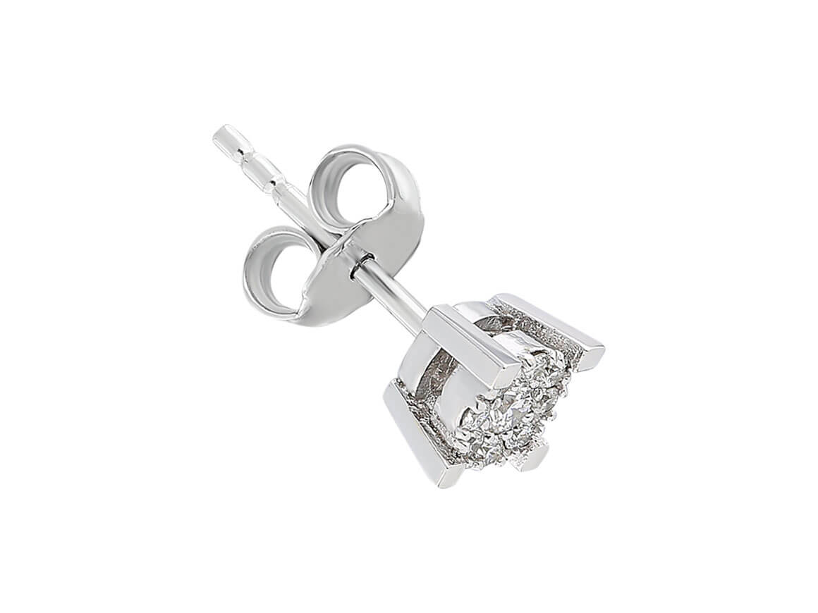 0.30 Carat Effect 9 Diamond Men's Stud Earrings in 8 K White Gold