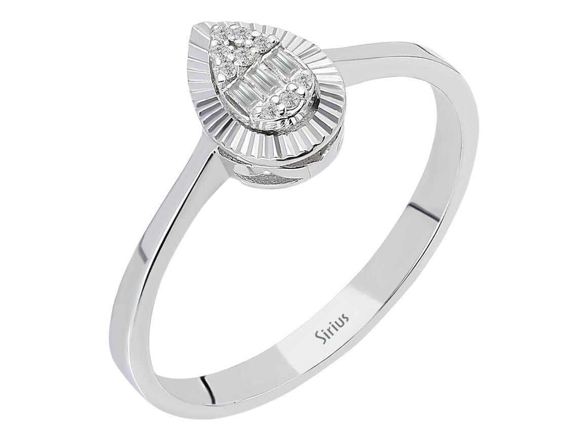 Baguette Diamant Wassertropfen Ring - handgefertigter Diamantschmuck aus Feingold | Sirius Diamant