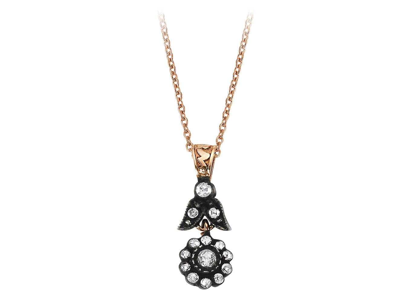 Diamond necklace with crown petals