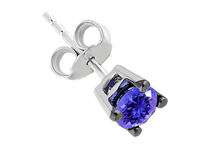 Boucles d'oreilles solitaires en tanzanite AAA de 0,27 carat pour homme en or blanc 14 carats 