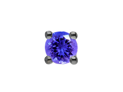 Boucles d'oreilles solitaires en tanzanite AAA de 0,27 carat pour homme en or blanc 14 carats 