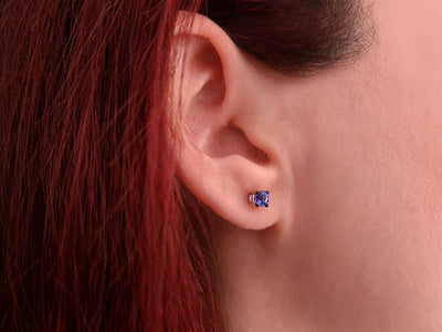 0.54 carat AAA Tanzanite solitaire earrings in 14k white gold