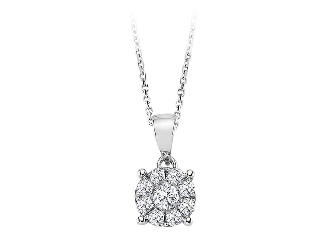 1,50 Karat Diamant Solitaire Effekt Collier in 8 K Weißgold – handgefertigter Diamantschmuck aus Feingold | Sirius Diamant