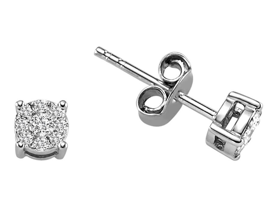 0,60 Carat Diamant Solitär Effekt Ohrringe in 333er 8 Karat Weißgold - handgefertigter Diamantschmuck aus Feingold | Sirius Diamant