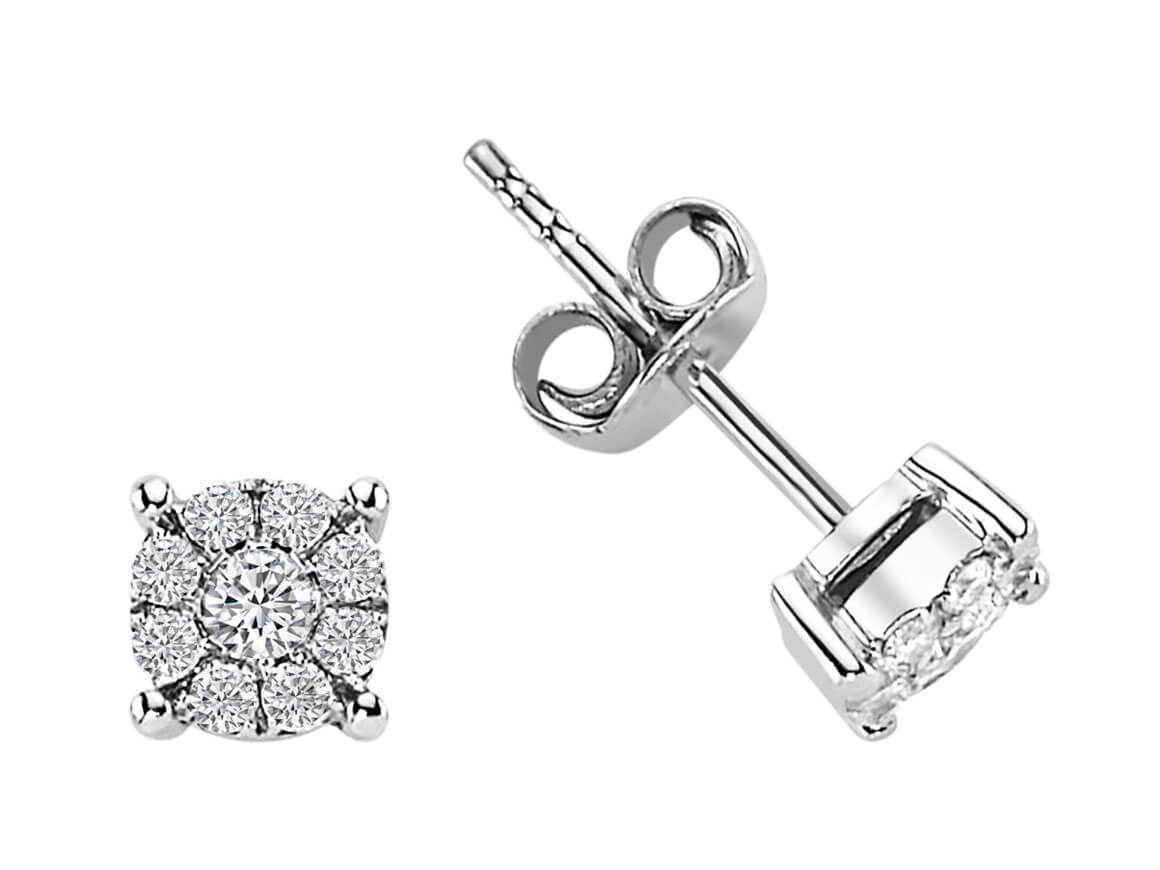 G color 0.32 total carat solitaire stud earrings in 585 14 carat white gold