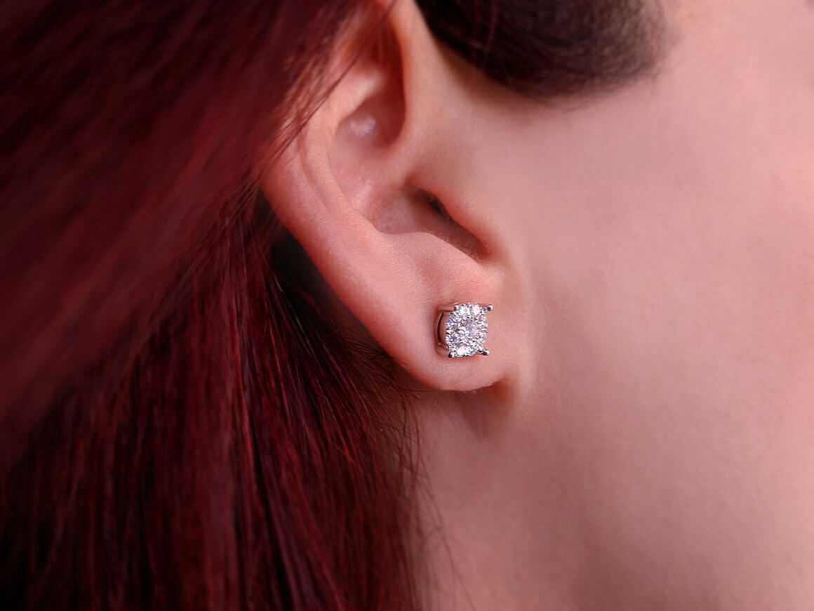 1,50 Karat Diamant Effekt Ohrringe in 8 Karat Weißgold - handgefertigter Diamantschmuck aus Feingold | Sirius Diamant