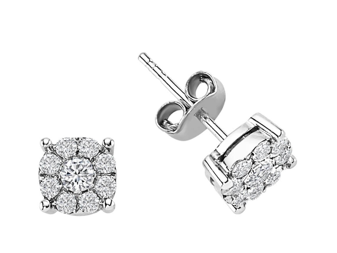 1,50 Karat Diamant Effekt Ohrringe in 8 Karat Weißgold - handgefertigter Diamantschmuck aus Feingold | Sirius Diamant