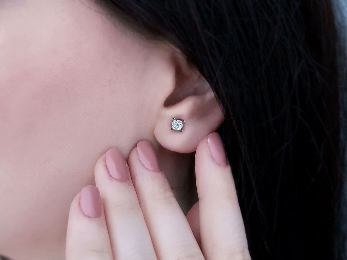 0,60 Carat Effekt 9 Diamanten Ohrstecker - handgefertigter Diamantschmuck aus Feingold | Sirius Diamant