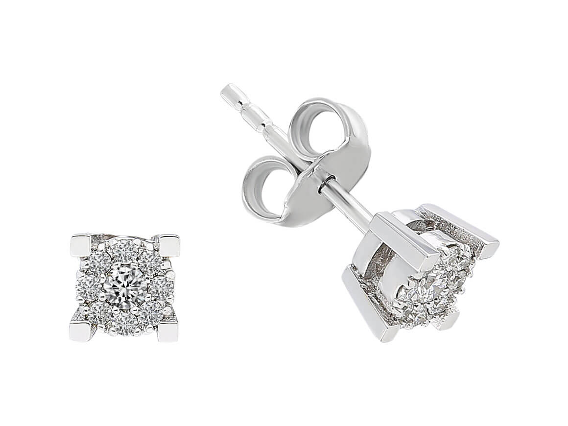 0,60 Carat Effekt 9 Diamanten Ohrstecker - handgefertigter Diamantschmuck aus Feingold | Sirius Diamant