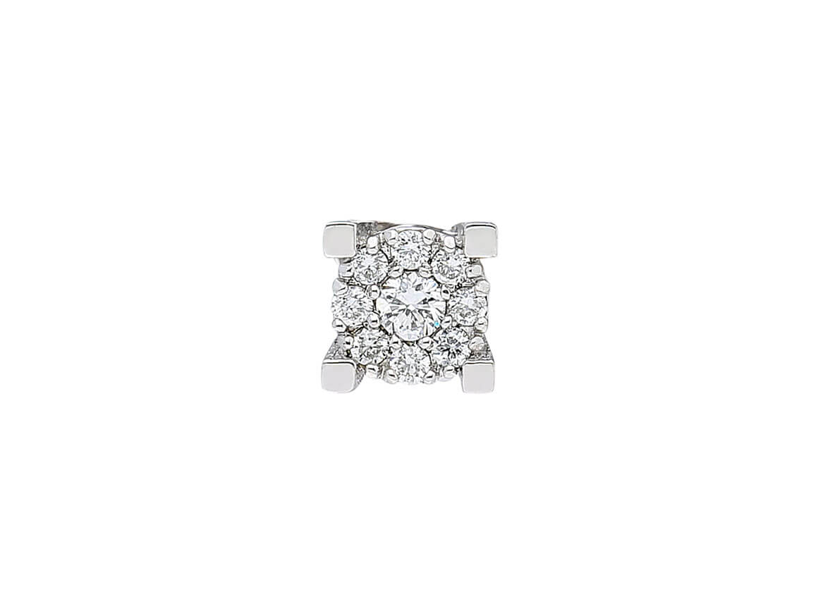 0.30 Carat Effect 9 Diamond Men's Stud Earrings in 8 K White Gold