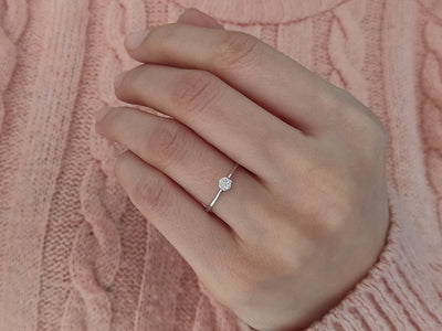 0.25 carat diamond solitaire effect ring in 8 K white gold