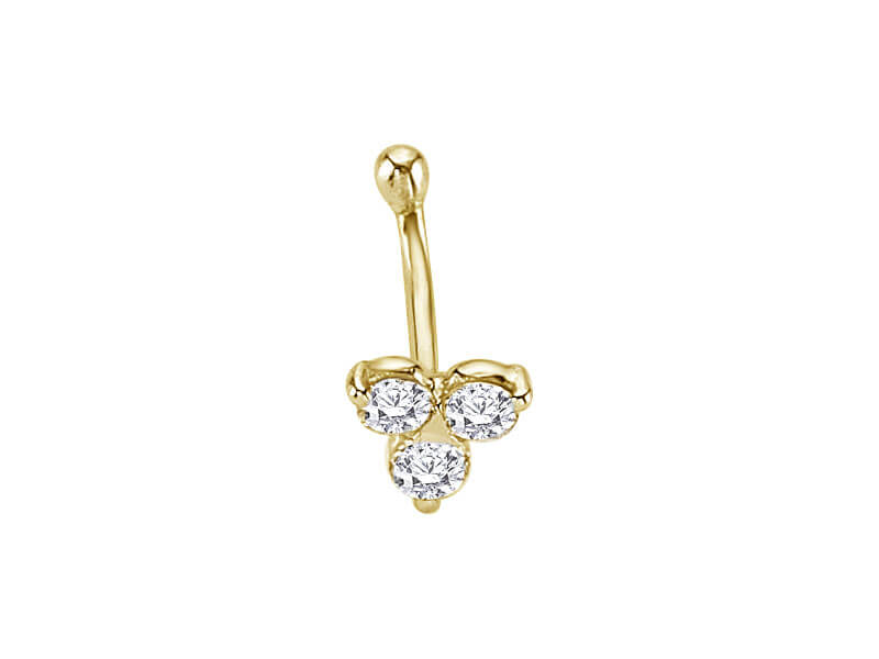0.10 carat diamond tria nose piercing in 585 14 K yellow gold - 7 mm