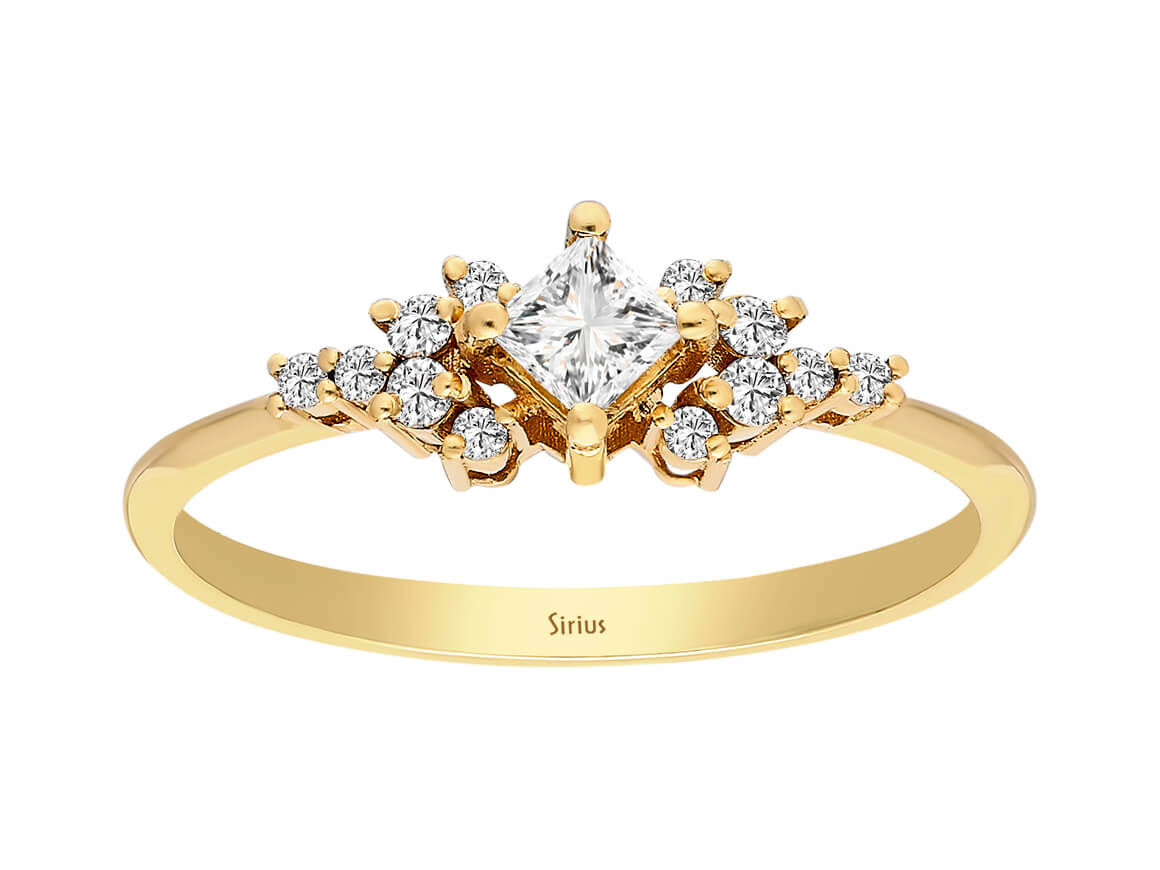 Insgesamt 0,32 Karat Diamant Prinzessin Solitär Ring - handgefertigter Diamantschmuck aus Feingold | Sirius Diamant