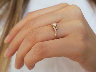 Total 0.32 carat diamond princess solitaire ring