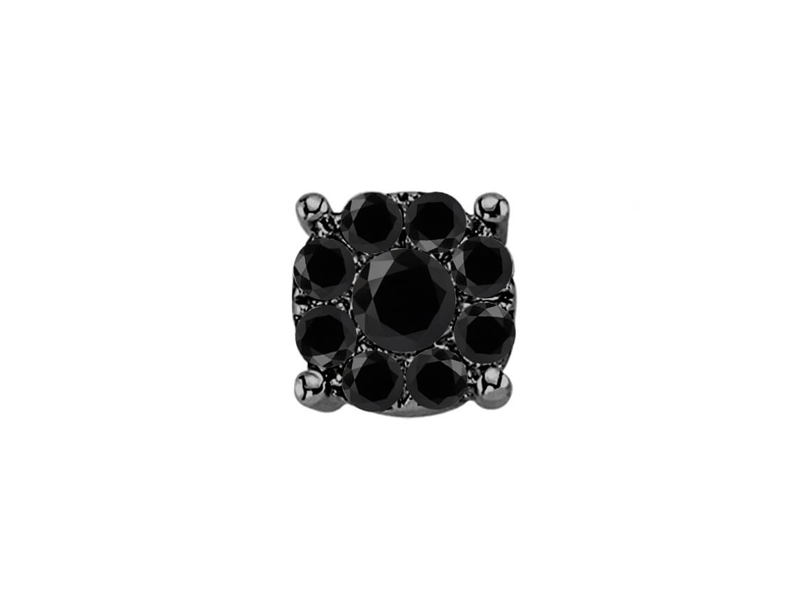 0.40 total carat black diamond men's earring in 8 K white gold