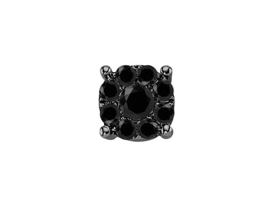 0.40 total carat black diamond men's earring in 8 K white gold