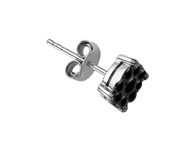 0.40 total carat black diamond men's earring in 8 K white gold