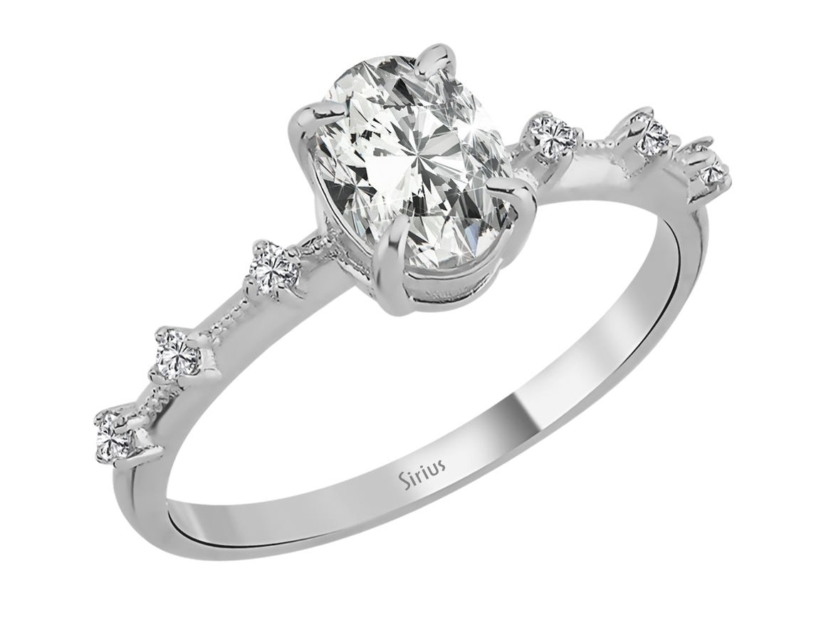 Total 0.80 carat oval diamond solitaire ring
