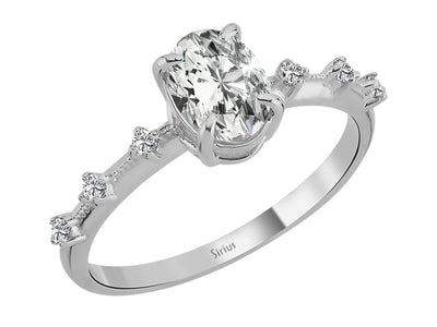 Total 0.80 carat oval diamond solitaire ring
