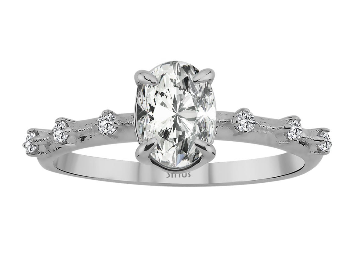 Total 0.80 carat oval diamond solitaire ring