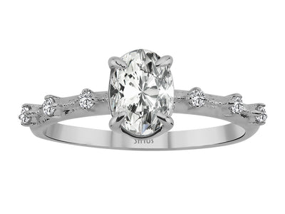 Total 0.80 carat oval diamond solitaire ring
