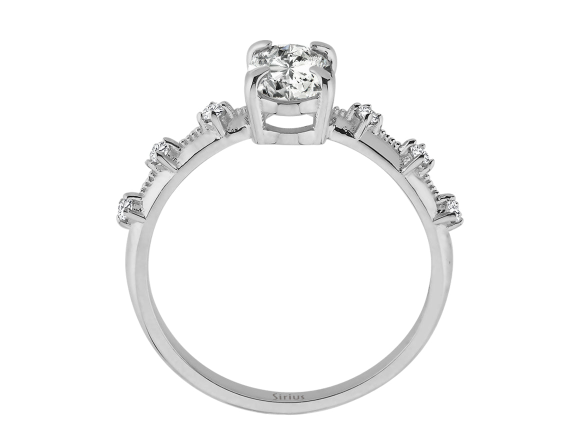 Total 0.80 carat oval diamond solitaire ring