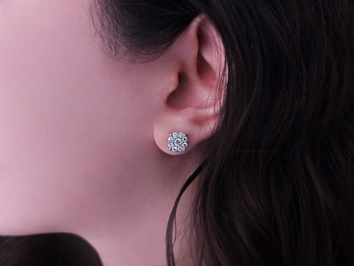 0.80 total carat diamond coronet earrings in 8 K