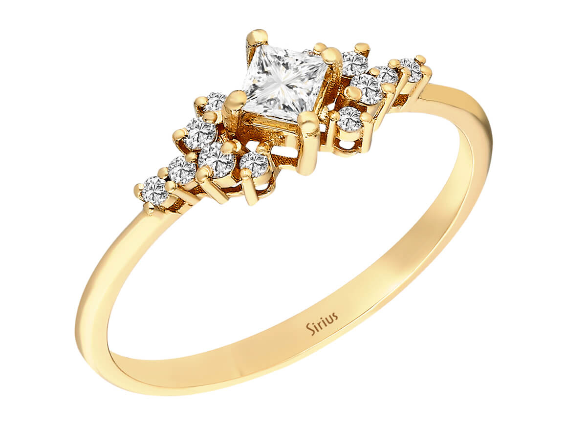 Insgesamt 0,32 Karat Diamant Prinzessin Solitär Ring - handgefertigter Diamantschmuck aus Feingold | Sirius Diamant