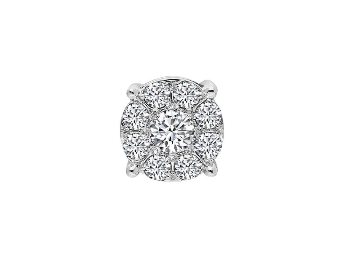 Boucle d'oreille homme en or blanc 8 carats avec diamant de 0,40 carat