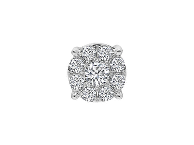 Boucle d'oreille homme en or blanc 8 carats avec diamant de 0,40 carat