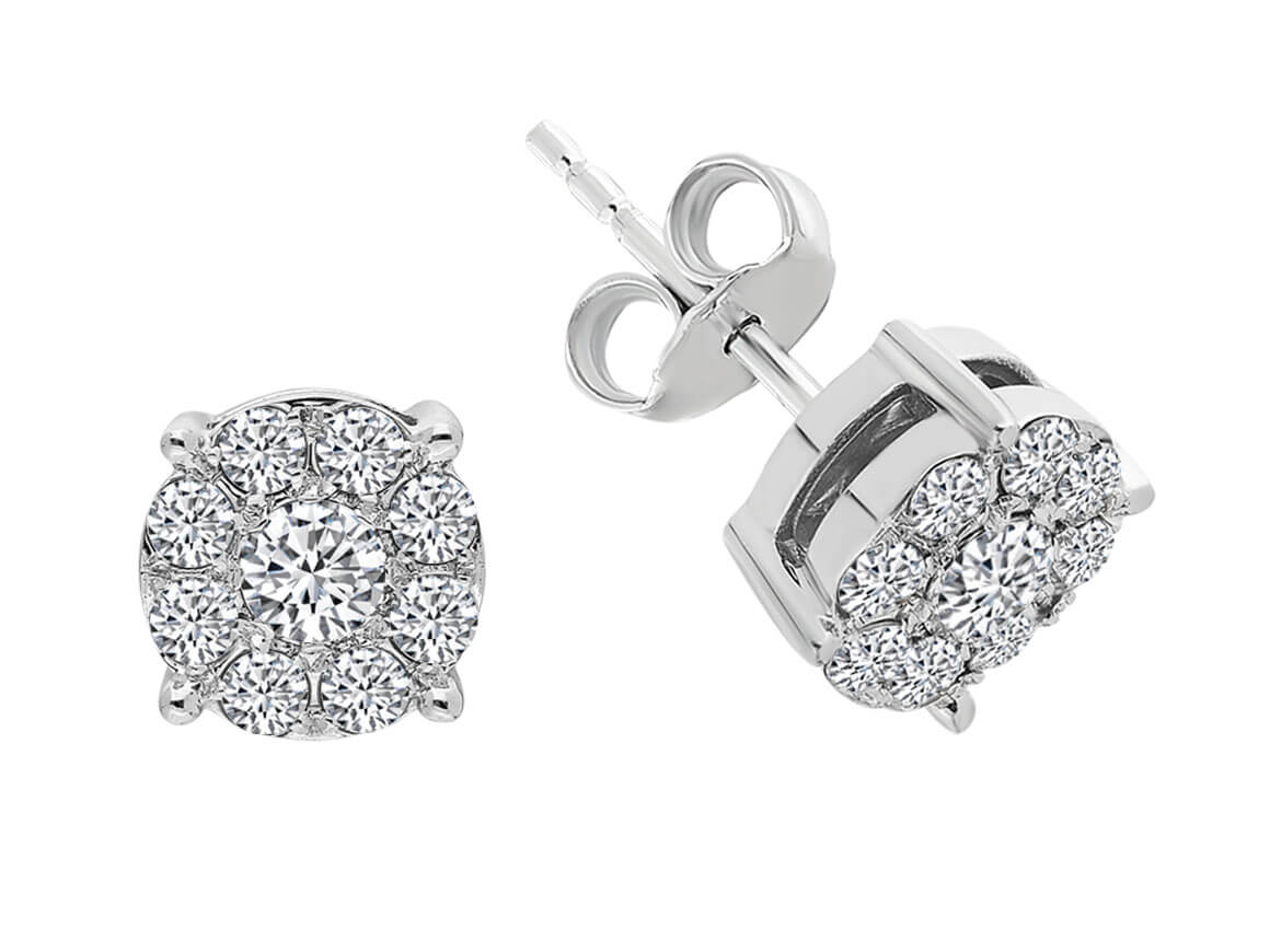 0,80 Gesamtkarat Diamant Coronet Ohrringe in 8 K - handgefertigter Diamantschmuck aus Feingold | Sirius Diamant