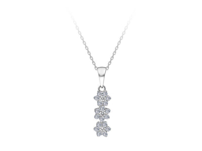 Diamond Tria Effect Daisy Jewelry Set in 8 K White Gold