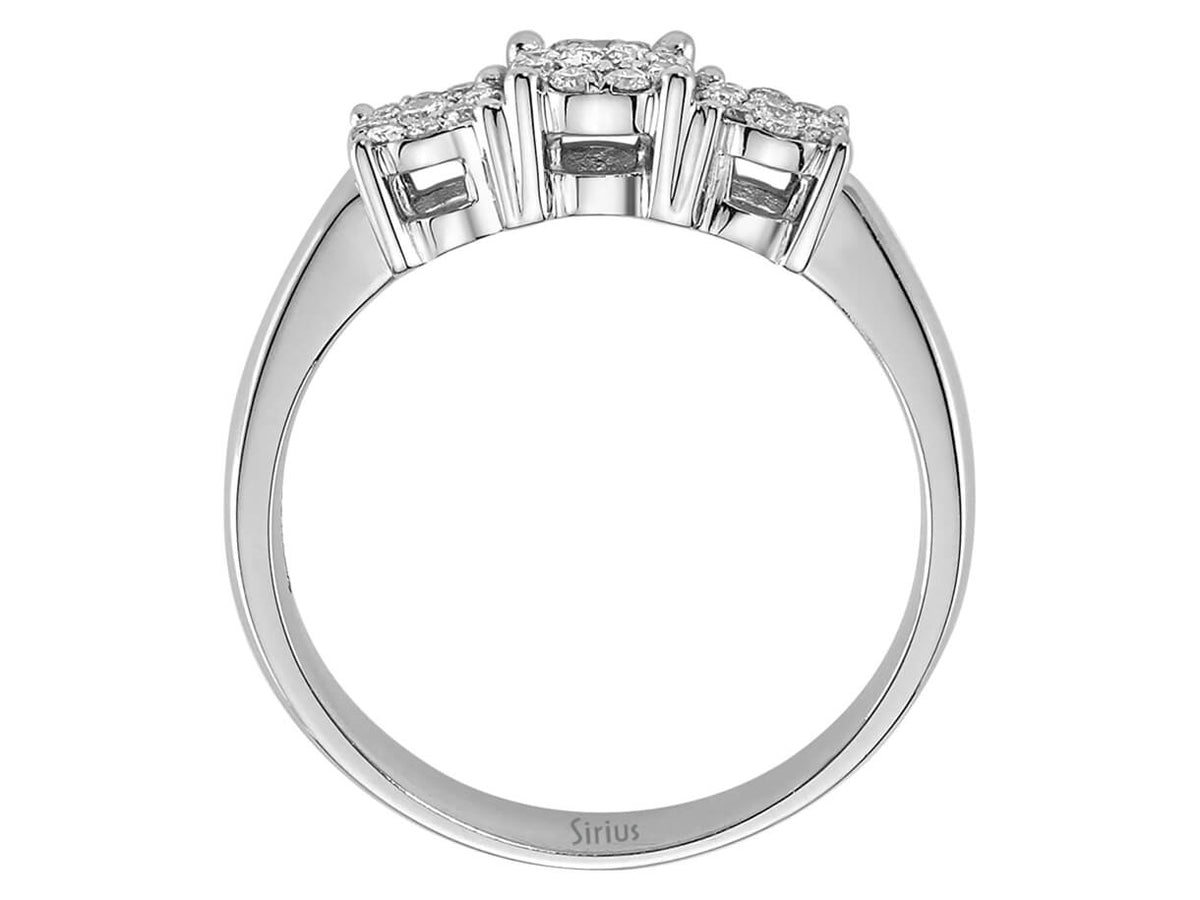0,22 Carat Diamant Tria Effekt Ring in 8 K Weißgold - handgefertigter Diamantschmuck aus Feingold | Sirius Diamant