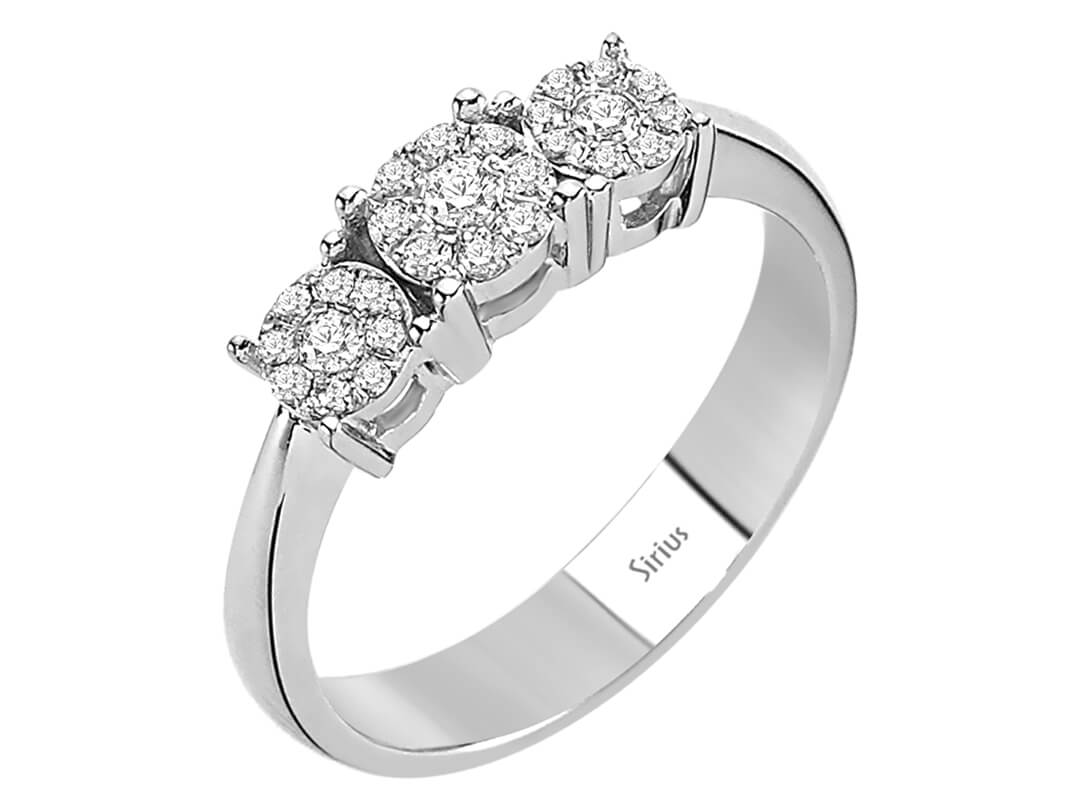 0,22 Carat Diamant Tria Effekt Ring in 8 K Weißgold - handgefertigter Diamantschmuck aus Feingold | Sirius Diamant
