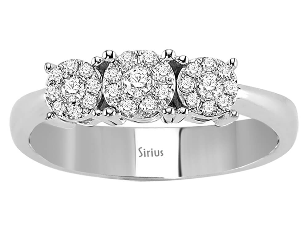 0,22 Carat Diamant Tria Effekt Ring in 8 K Weißgold - handgefertigter Diamantschmuck aus Feingold | Sirius Diamant
