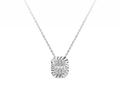 F color 0.05 carat baguette diamond necklace