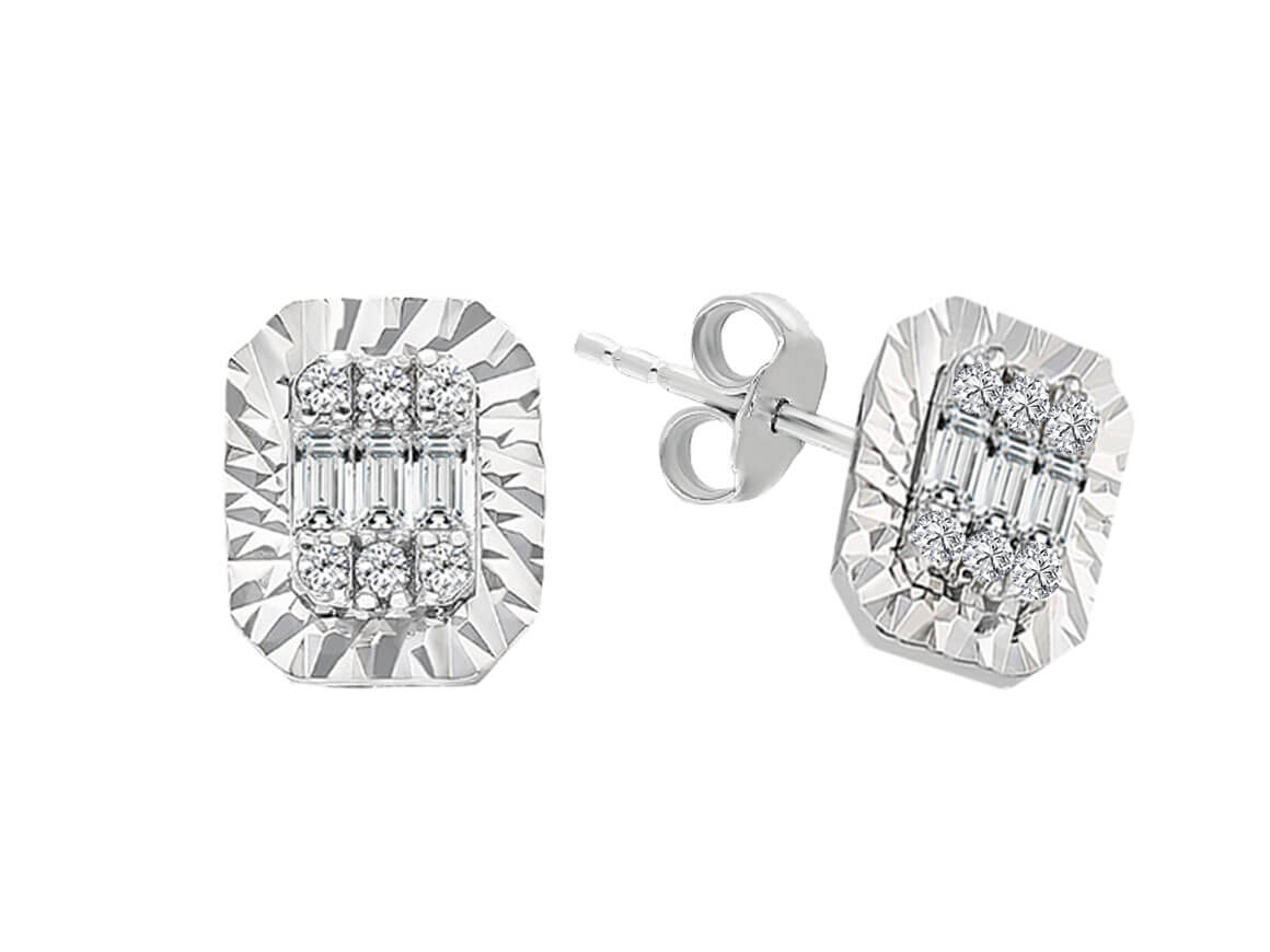 0,17 Carat Baguette Diamant Ohrringe - handgefertigter Diamantschmuck aus Feingold | Sirius Diamant