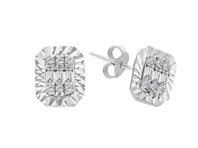 0.17 Carat Baguette Diamond Earrings