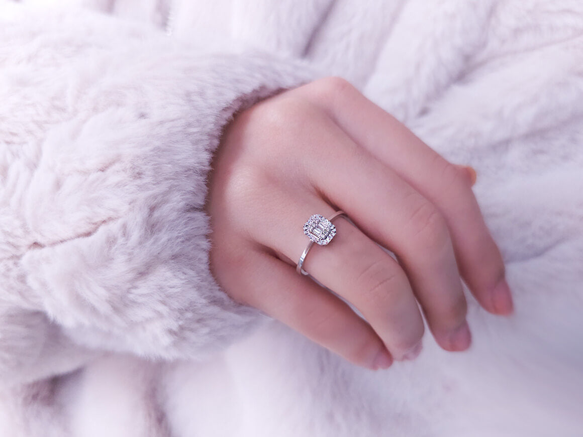 Bague Trinity en diamants baguette