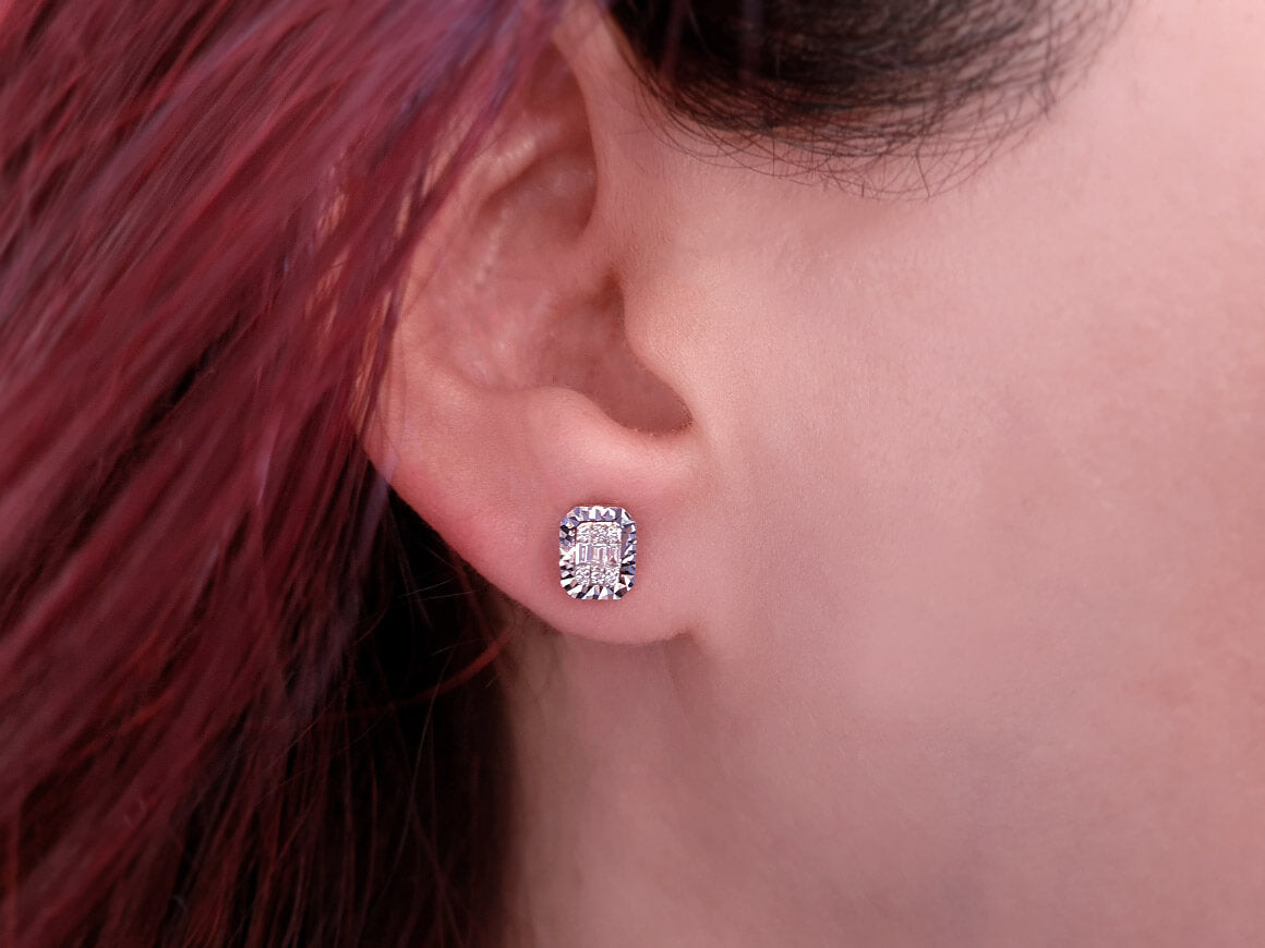 0,17 Carat Baguette Diamant Ohrringe - handgefertigter Diamantschmuck aus Feingold | Sirius Diamant