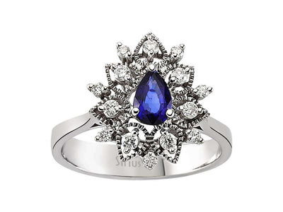 Diamond and Pear Sapphire Ring