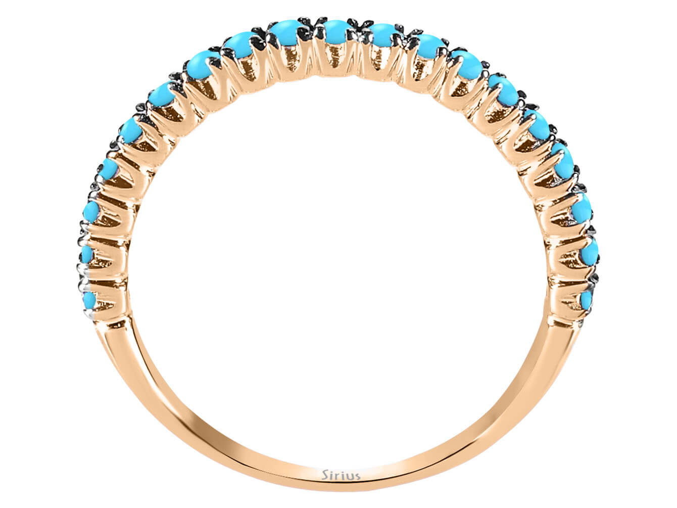 Turquoise half-round alliance in 14K