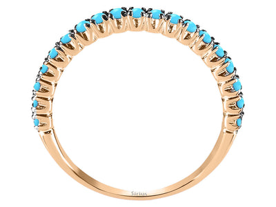 Turquoise half-round alliance in 14K